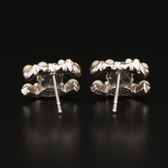 Chanel CC Logo Faux Pearl Stud Earrings - Picture 7 of 16